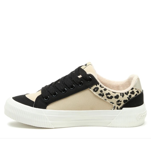 NEW! Rocket Dog Cheery Blocked Sneakers Leopard Cream Black Cheetah NWT Size 8 - Picture 2 of 14